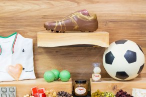 Soccer ball, soccer boot, tennis and golf enthusiasts.